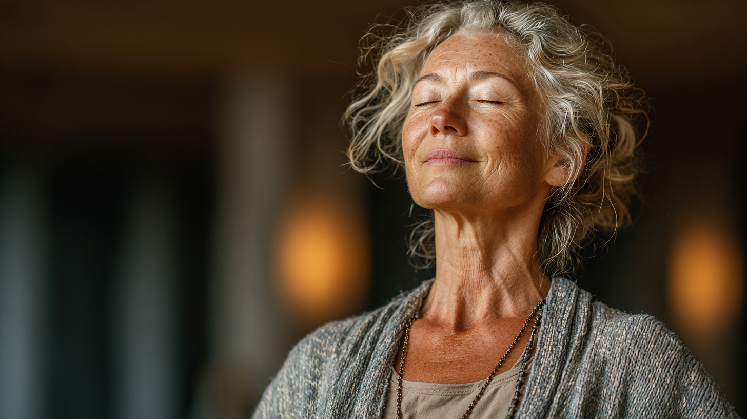 Спокійна атмосфера йога-студії з людьми зрілого віку